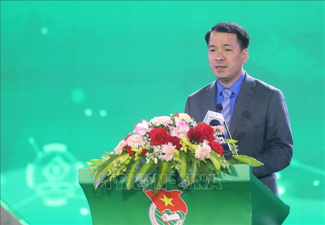Bí thư Trung ương Đoàn Thanh niên cộng sản Hồ Chí Minh Ngô Văn Cương phát biểu. Ảnh: Thế Duyệt – TTXVN
