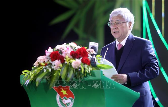  Chủ tịch Ủy ban Trung ương Mặt trận tổ quốc Việt Nam Đỗ Văn Chiến phát biểu. Ảnh: Thế Duyệt – TTXVN
