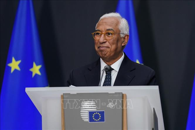 Chủ tịch Hội đồng châu Âu Antonio Costa phát biểu tại Brussels, Bỉ ngày 29/11/2024. Ảnh: THX/TTXVN