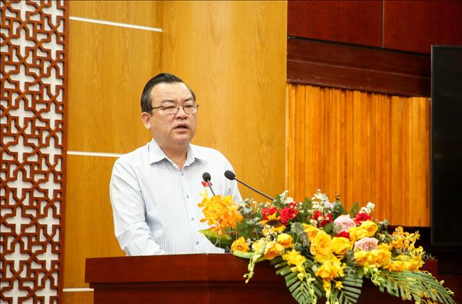 Phó Bí thư Tỉnh ủy, Trưởng Đoàn Đại biểu Quốc hội tỉnh Tây Ninh Phạm Hùng Thái phát biểu. Ảnh: Giang Phương – TTXVN