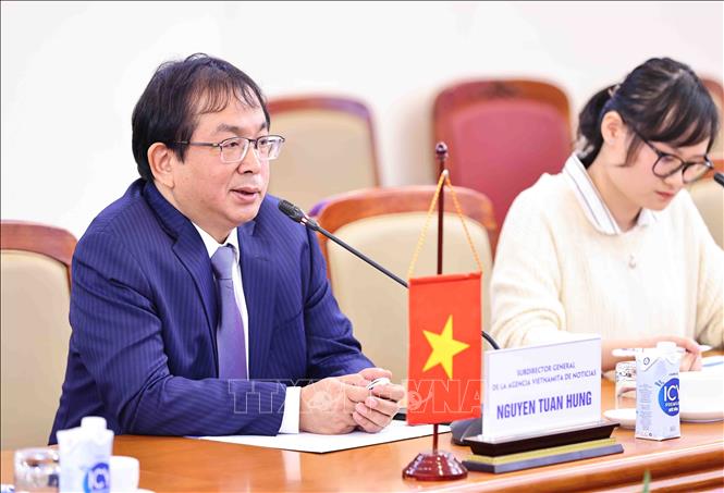 Deputy General Director Nguyen Tuan Hung speaks at the meeting. VNA Photo: Minh Đức