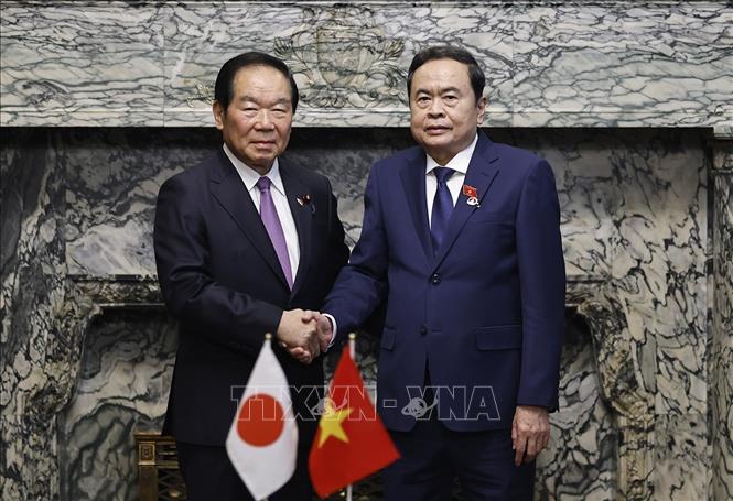 NA Chairman Tran Thanh Man and Speaker of the Japanese House of Representatives Nukaga Fukushiro hold talks in Tokyo on December 4. VNA Photo: Doãn Tấn
