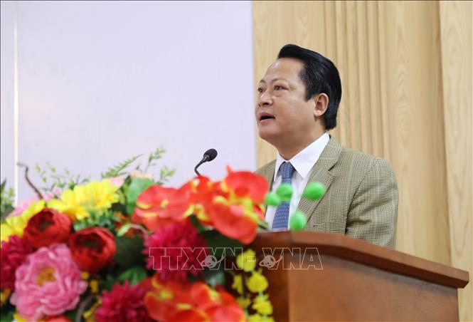 Chủ tịch UBND huyện Đoan Hùng Nguyễn Văn Vấn phát biểu khai mạc Hội thảo. Ảnh: Tạ Toàn - TTXVN