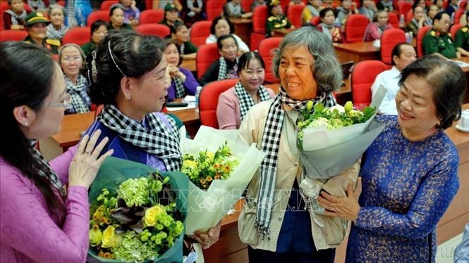 Nhân kỷ niệm 50 năm Cuộc tổng tiến công và nổi dậy Xuân Mậu Thân (1968 – 2018), Hội Liên hiệp Phụ nữ Thành phố Hồ Chí Minh tổ chức họp mặt, giao lưu các nữ cựu quân nhân, cựu chiến binh (13/1/2018). Ảnh: Thế Anh - TTXVN