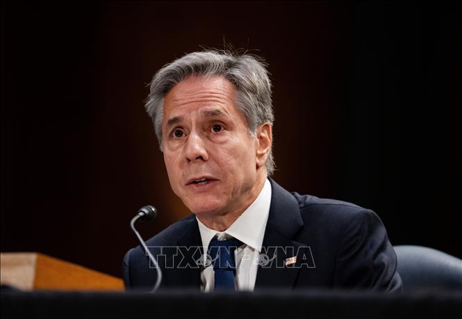 Ngoại trưởng Mỹ Antony Blinken phát biểu tại Washington, DC. Ảnh: THX/TTXVN