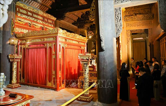 Phục dựng long sàng tại Khu di tích quốc gia đặc biệt Lam Kinh. Ảnh: Thanh Tùng - TTXVN