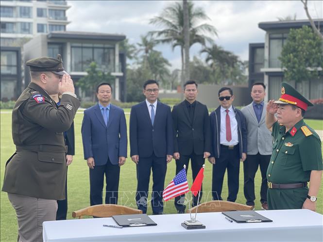 Quang cảnh lễ trao trả hài cốt quân nhân Hoa Kỳ mất tích trong chiến tranh ở Việt Nam (MIA) lần thứ 168. Ảnh: TTXVN phát