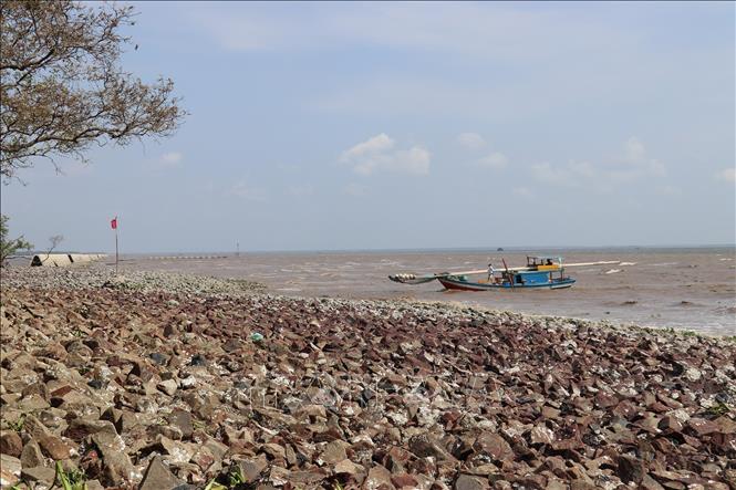 Bãi biển Gò Công với nét hoang sơ, yên bình. Ảnh: Hữu Chí - TTXVN