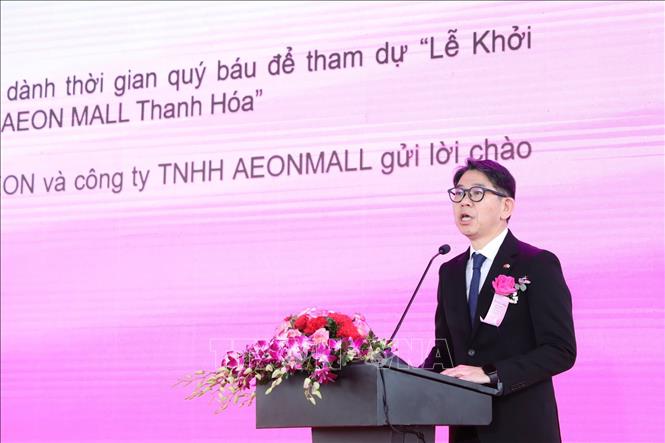 Ông Nakagawa Tetsuyuki, Tổng Giám đốc Công ty TNHH AEONMALL Việt Nam phát biểu tại Lễ khởi công. Ảnh: TTXVN phát