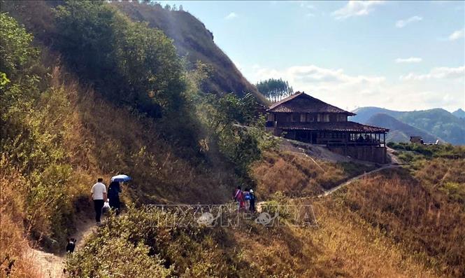 At the end of the trail, visitors can find a simple stilt house that acts as a rest stop. VNA Photo: Quốc Đạt