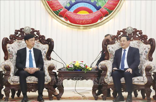 Thủ tướng Lào Sonexay Siphandone tiếp đồng chí Nguyễn Duy Ngọc, Chánh Văn phòng Trung ương Đảng. Ảnh: Xuân Tú - PV TTXVN tại Lào
