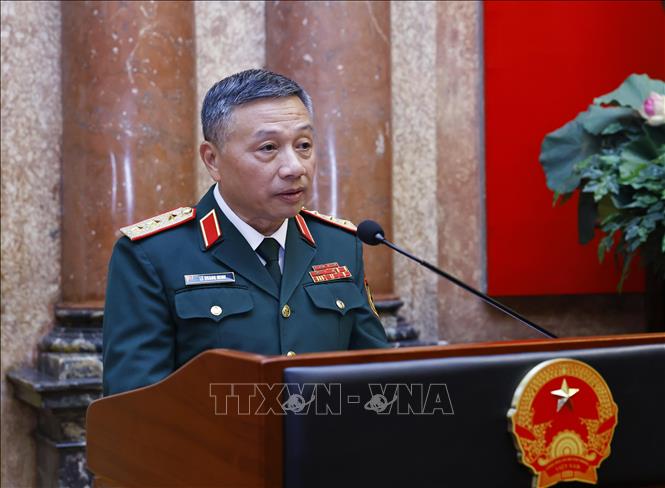 Thượng tướng Lê Quang Minh, Phó Chủ nhiệm Tổng cục Chính trị Quân đội nhân dân Việt Nam phát biểu. Ảnh: Lâm Khánh – TTXVN
