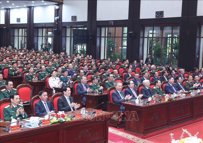 Tổng Bí thư Tô Lâm và các đại biểu tham dự buổi lễ. Ảnh: Thống Nhất- TTXVN