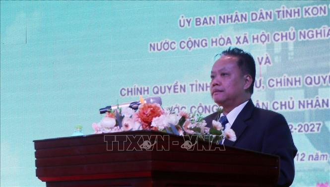 Ông Thanouxay Banxalith, Phó Tỉnh trưởng Attapeu phát biểu tại Hội nghị. Ảnh: Cao Nguyên - TTXVN