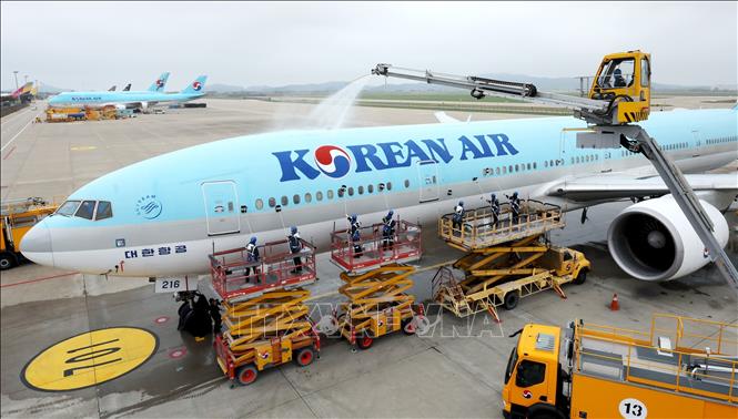 Máy bay của Hãng hàng không Korean Air (Hàn Quốc) tại sân bay quốc tế Incheon, ngày 25/4/2024. Ảnh: YONHAP/TTXVN