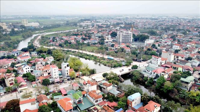 Một góc thị trấn Hương Canh, huyện Bình Xuyên (Vĩnh Phúc). Ảnh: Hoàng Hùng -TTXVN