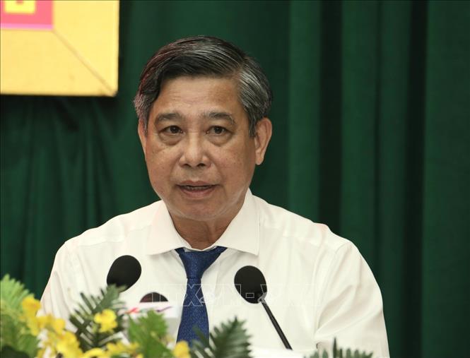Ông Đồng Văn Thanh, Bí thư Tỉnh ủy, Chủ tịch UBND tỉnh Hậu Giang phát biểu tại Hội nghị. Ảnh: Duy Khương - TTXVN