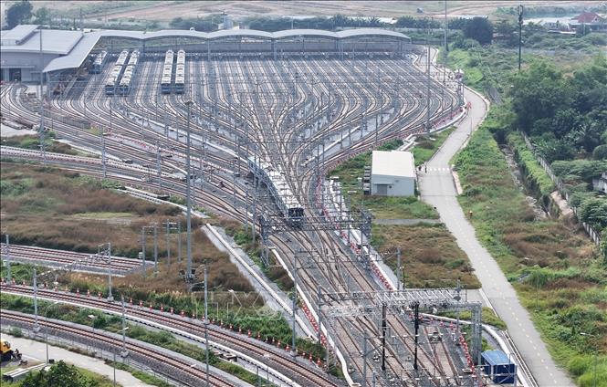 Half of the depot's acreage are parking areas for trains. VNA Photo: Hồng Đạt