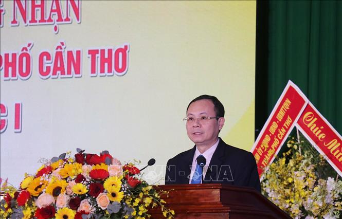 Bí thư Thành ủy Cần Thơ Nguyễn Văn Hiếu phát biểu. Ảnh: Ngọc Thiện- TTXVN.