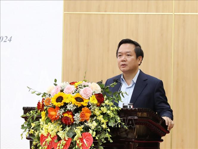 Ông Phạm Quang Ngọc, Phó Bí thư Tỉnh ủy, Chủ tịch UBND tỉnh Ninh Bình, quán triệt kế hoạch của Ban Thường vụ Tỉnh ủy về việc triển khai thực hiện Nghị quyết. Ảnh: Đức Phương - TTXVN