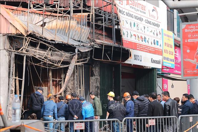 Hiện trường vụ cháy. Ảnh: Hoàng Hiếu - TTXVN
