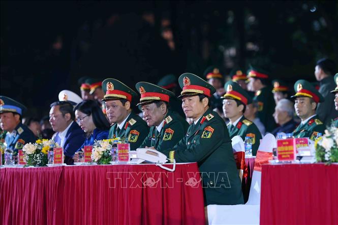 Đại tướng Nguyễn Tân Cương, Uỷ viên Trung ương Đảng, Tổng Tham mưu trưởng Quân đội nhân dân Việt Nam, Thứ trưởng Bộ Quốc phòng tham dự buổi lễ. Ảnh: Phạm Kiên - TTXVN