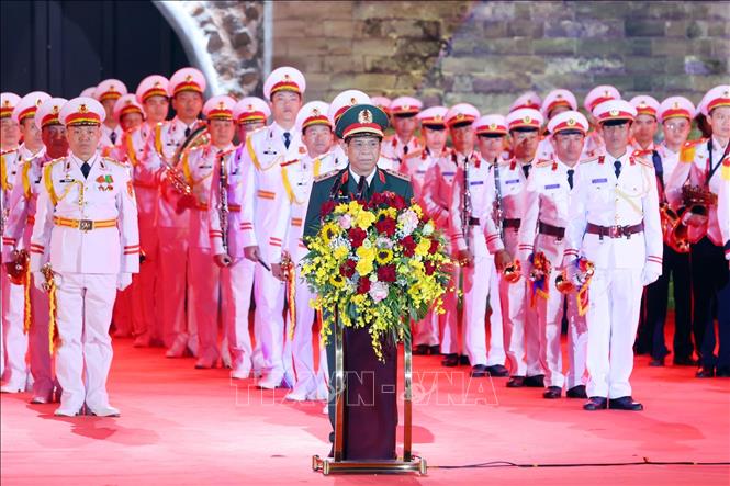 Thượng tướng Nguyễn Văn Nghĩa, Phó Tổng Tham mưu trưởng Quân đội nhân dân Việt Nam phát biểu khai mạc Giao lưu quân nhạc quân đội các nước ASEAN năm 2024. Ảnh: Phạm Kiên - TTXVN
