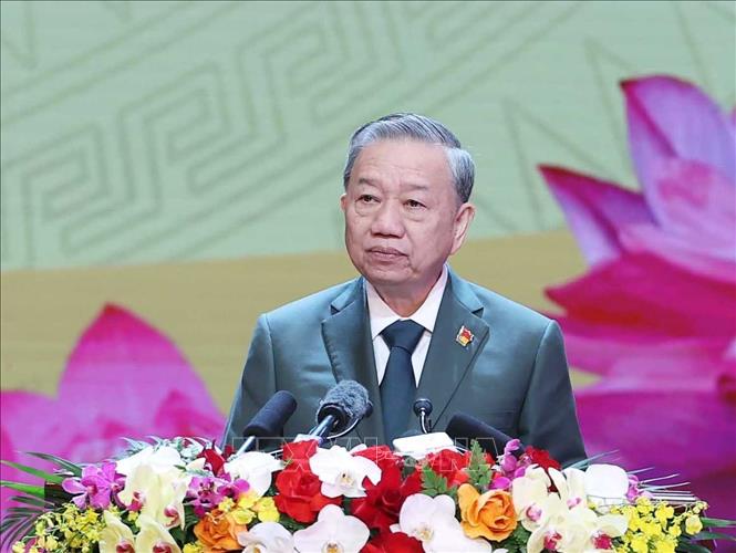 Tổng Bí thư Tô Lâm, Bí thư Quân ủy Trung ương đọc Diễn văn Kỷ niệm 80 năm Ngày thành lập Quân đội nhân dân Việt Nam, 35 năm Ngày hội Quốc phòng toàn dân. Ảnh: Thống Nhất – TTXVN