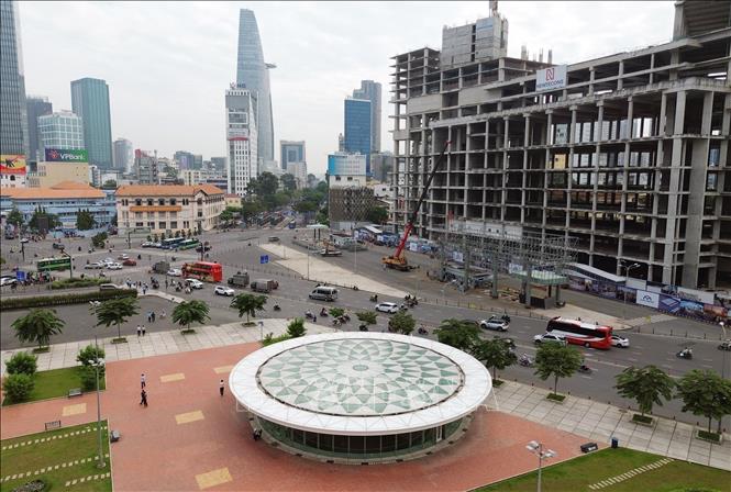 The Ben Thanh underground station in District 1, the largest and most modern on HCMC’s metro line, is situated in front of the city’s iconic Ben Thanh Market. VNA Photo: Quốc Khánh