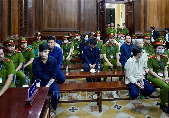 Các bị cáo tại phiên toà. Ảnh: TTXVN phát                       