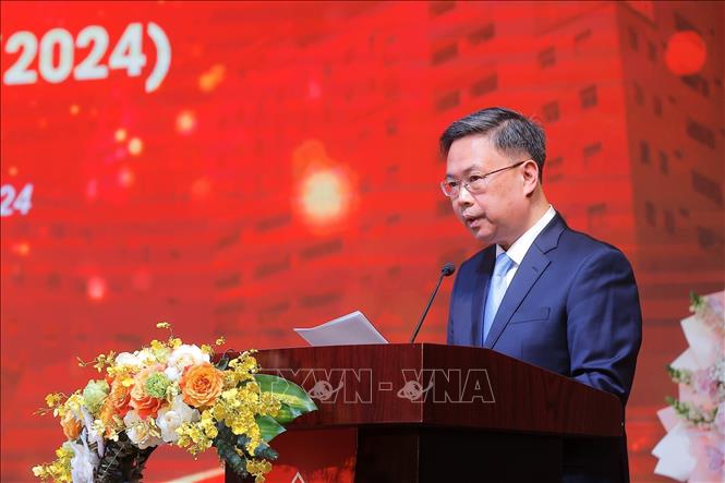 PGS.TS Nguyễn Hà Thanh, Viện trưởng Viện Huyết học - Truyền máu Trung ương phát biểu. Ảnh: Minh Quyết - TTXVN