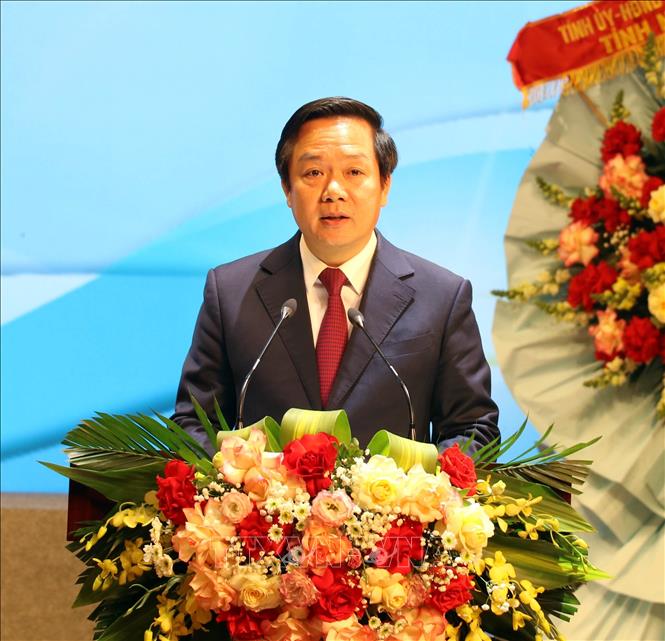 Ông Phạm Quang Ngọc, Chủ tịch UBND tỉnh Ninh Bình phát biểu tại Lễ kỷ niệm. Ảnh: Thùy Dung - TTXVN