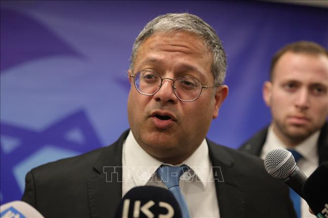 Bộ trưởng An ninh quốc gia Israel Itamar Ben-Gvir trong cuộc họp báo tại Jerusalem, ngày 19/3/2024. Ảnh: Getty Images/TTXVN