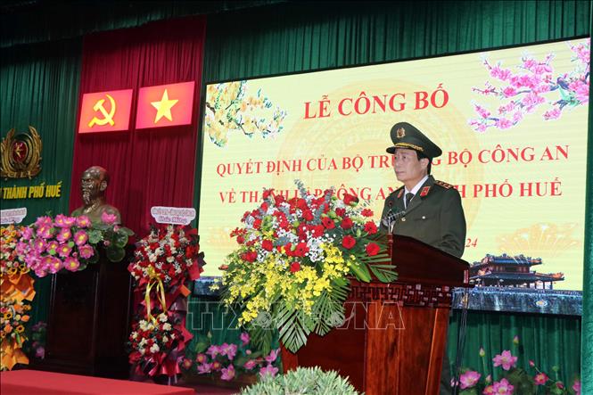 
Thượng tướng Lê Quốc Hùng, Thứ trưởng Bộ Công an phát biểu tại buổi lễ. Ảnh: Đỗ Trưởng - TTXVN