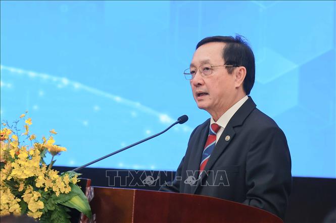 Bộ trưởng Bộ Khoa học và Công nghệ Huỳnh Thành Đạt phát biểu khai mạc. Ảnh: Hoàng Hiếu - TTXVN 