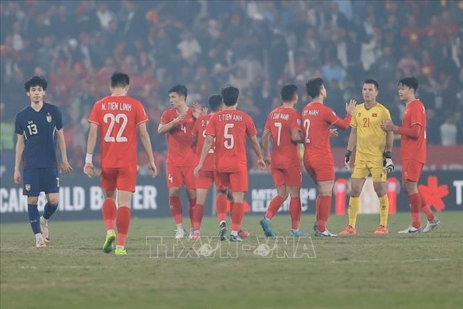 Chung kết lượt đi, Việt Nam giành chiến thắng với tỷ số 2-1. Ảnh: Minh Quyết - TTXVN
