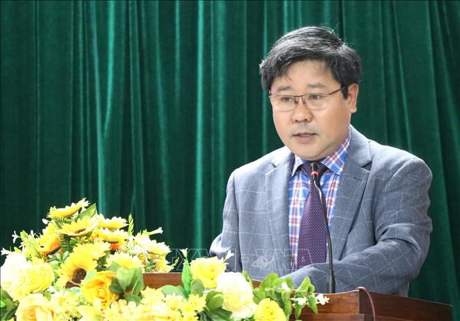 Giám đốc Bệnh viện Đa khoa tỉnh Phú Yên Trần Anh Dũng phát biểu. Ảnh: Tường Quân – TTXVN