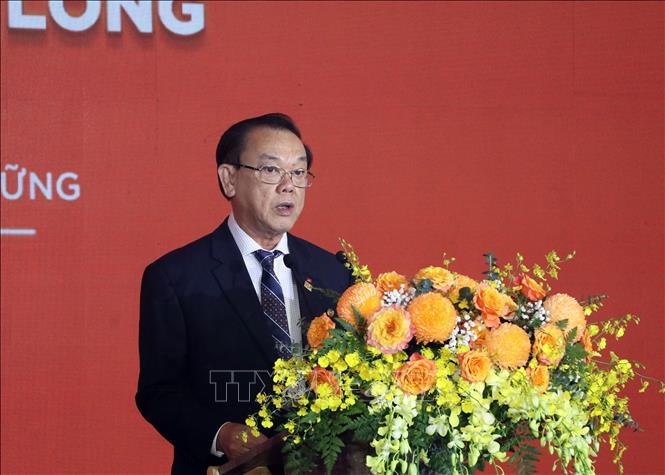 GS.TS Nguyễn Đông Phong, Chủ tịch Hội đồng Đại học Kinh tế Thành phố Hồ Chí Minh phát biểu tại buổi lễ. Ảnh: Phạm Minh Tuấn-TTXVN