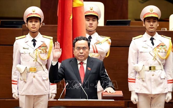 Ngày 20/5/2024, tại Kỳ họp thứ 7, Quốc hội đã bầu đồng chí Trần Thanh Mẫn, Ủy viên Bộ Chính trị, Phó Chủ tịch Thường trực Quốc hội giữ chức Chủ tịch Quốc hội nước Cộng hòa xã hội chủ nghĩa Việt Nam khóa XV, nhiệm kỳ 2021-2026. Ảnh: TTXVN