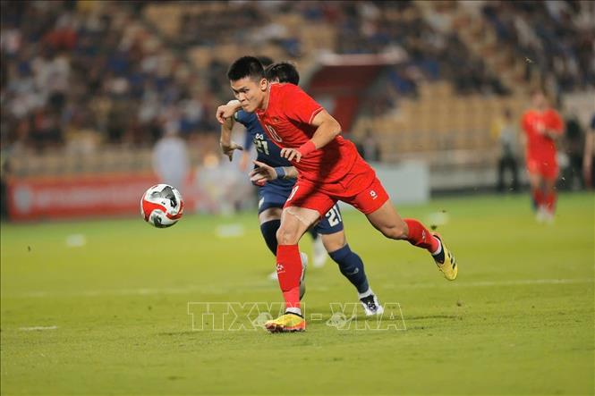 Đội tuyển Việt Nam sớm có bàn mở tỷ số ở phút thứ 8 do công của Tuấn Hải. Ảnh: Minh Quyết – PV TTXVN từ Thái Lan
