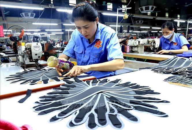 Making leather products at the Ladoda JSC in Hanoi's Gia Lam district. VNA Photo: Tuấn Anh