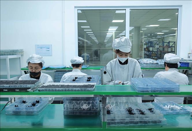 Production at the Korean-invested Bunjim Electronics Vietnam Co. Ltd. in the northern province of Quang Ninh. VNA Photo