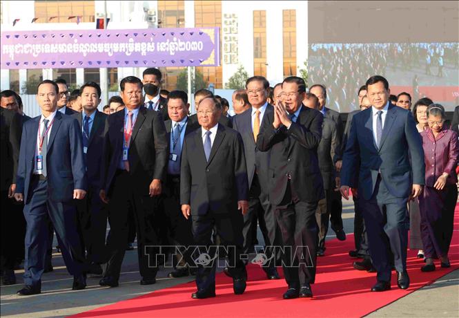 Ban Lãnh đạo CPP đến tham dự Lễ kỷ niệm. Ảnh: Hoàng Minh - PV TTXVN tại Campuchia 