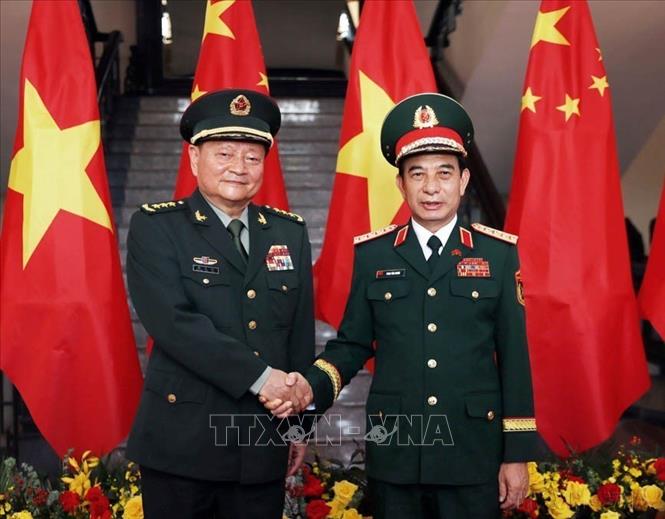 Đại tướng Phan Văn Giang, Bộ trưởng Bộ Quốc phòng đón Thượng tướng Trương Hựu Hiệp, Phó Chủ tịch Quân ủy Trung ương Trung Quốc thăm chính thức Việt Nam (Hà Nội, 24/10/2024). Ảnh: An Đăng - TTXVN
