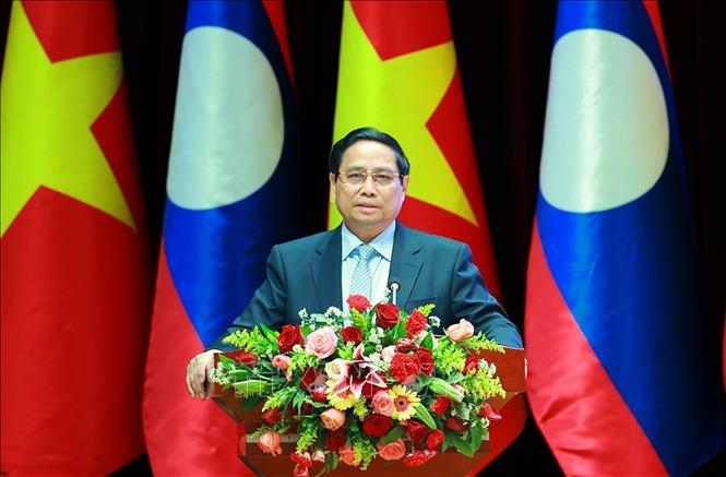 Prime Minister Pham Minh Chinh speaks at the conference. VNA Photo: Dương Giang