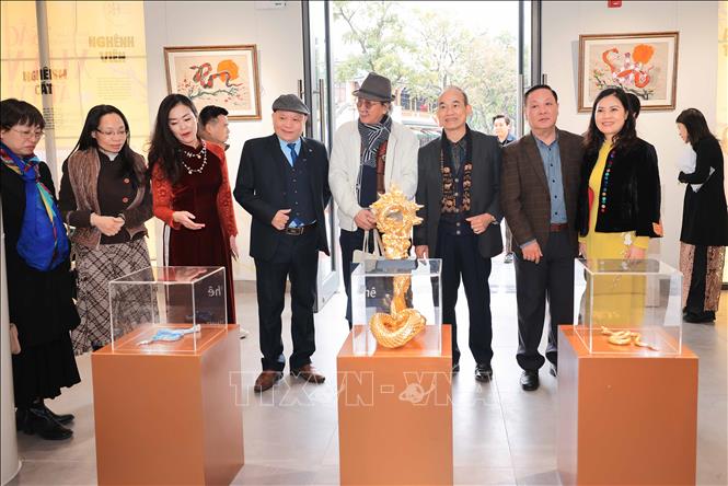 Các đại biểu tham quan Triển lãm. Ảnh: Hoàng Hiếu - TTXVN