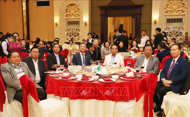 Lãnh đạo Đảng, Nhà nước Lào tham dự sự kiện. Ảnh: Xuân Tú - PV TTXVN tại Lào