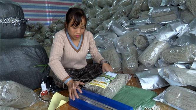 Sản phẩm miến dong Đồi ao tại huyện Cẩm Thủy. Ảnh: Nguyễn Nam-TTXVN