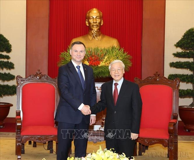 Tổng Bí thư Nguyễn Phú Trọng tiếp Tổng thống Ba Lan Andrzej Duda thăm cấp Nhà nước tới Việt Nam (Hà Nội, 28/11/2017). Ảnh: Trí Dũng-TTXVN