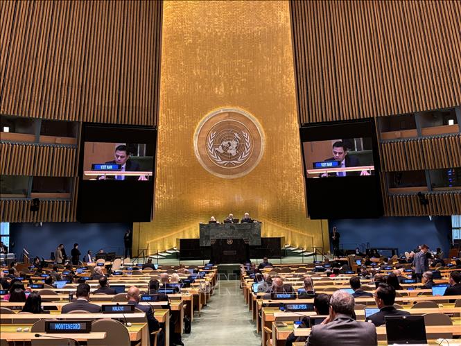 Ambassador Dang Hoang Giang addresses the plenary session of the UN General Assembly’s 79th session. VNA Photo: Quang Huy 